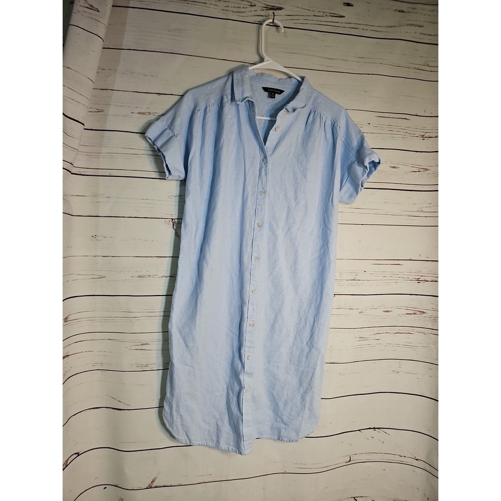 Well Worn Light Blue Button-Front Midi Shirt Dress
